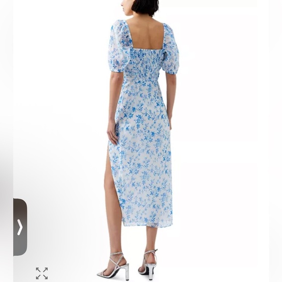 French Connection Catrina Blue and White Slit Midi Dress - Picture 4 of 14
